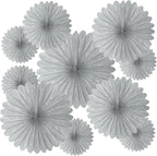20 Pcs Silver Gray Hanging Paper Fan, Round Paper Fans Decorations Set for Weddings, Birthdays, Engagement, Bridal Shower, Baby Shower Event, Graduation, Party Supplies Decor