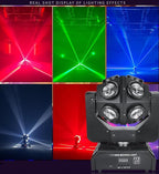 Moving Head DJ Light Party RGBW LED Beam Lights DMX 512 Strobe Light with Sound Activated 360°Rotation Stage Lighting Equipment for Events DJ KTV Disco Wedding Concert Festival