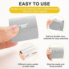 Polymer Material Reusable Napkin Band, Glue-Free Tear-Proof Water Resistant Oil-Proof Napkin Bands Set of 100(Front Silver Rose and Back Silver Color), 6 Adjustable Sizes Napkin Rings