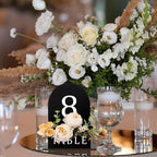 Table Number 1-15 for Wedding Reception Arch Acrylic Wedding Table Number with Flower Trough 5" x 7" Mirrored Rustic Centerpiece for Reception Bridal Shower Party Catering Banquet(Black)