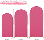 Wedding Arch Covers Arch Backdrop Cover Arch Stand Covers 7.2FT 6.6FT 6FT Set of 3 Arch Cover Spandex Fabric Stretchy Backdrop for Wedding Birthday Party Decoration Baby Shower (Rose Red)