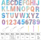 TaoBary 112 Pcs DIY Letter Kit Glitter Customizable Banner Letters Include 107 Letters and Numbers 3 Rope and 2 Needles for Birthday Halloween Christmas Wedding Valentine Party Decor(Holographic)