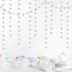 Snowflake-Snow Iridescent-Holographic Christmas Party-Decoration Garland - 52ft Winter Wonderland Frozen Ornaments Hanging Paper Streamers,New Years Birthday Baby Shower Dance Ceiling Decor Hugfond