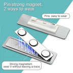 Engraved Personalized Name Tags with Magnet Clip or Pin - Stainless Steel Metal Custom Magnetic Name ID Badge Tag for School Teacher, Kids, Business Work Lable Sign Employee Name Plate (Pin)