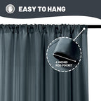 MYSKY HOME 10ft x 10ft Bluish Grey Curtains for Parties, Weddings, Stage, 5ft x 10ft, 2 Panels