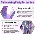 6 Pack Light Purple Foil Fringe Curtain Backdrop, 3.28Ft x 8.2Ft Metallic Tinsel Foil Fringe Streamer Curtains for Photo Booth, Christmas Day, New Year, Wedding Party Decorations