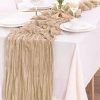 Cheesecloth Table Runner 10FT (35x120 Inch) - 10 Pack Nude Boho Gauze Fabric Cheese Cloth Table Runner Rustic Sheer Table Runners Cheesecloth for Wedding, Bridal Shower, Birthday Party Decor