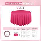 10 Pack Hot Pink Round Tablecloths 120 Inch, Circle Bulk Washable Linen Polyester Tablecloth, Table Cloth Cover for Wedding Buffet Party Banquet Reception Restaurant and Camping