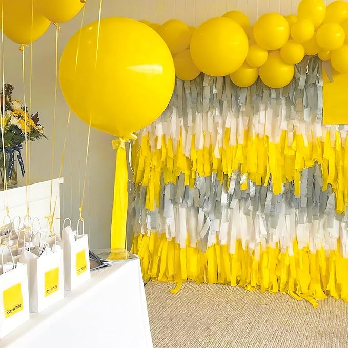 PartyWoo Crepe Paper Streamers 4 Rolls 328ft, Pack of Yellow Crepe Paper for Party, Wedding, Birthday, Baby Shower Decorations (1.8 Inch x 82 Ft/Roll)