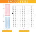 Fomcet Tulle Curtains with Lights String Pink and Blue 10FT X 10FT Sheer Backdrop Curtains for Parties Wedding Baby Shower Photo Shoot Decorations (2 Panels 5 x 10FT)