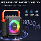 Karaoke Machine,8000mAh Portable Bluetooth Speaker with 2 Wireless Microphones for Adults & Kids,Microphone Speaker Set with Lights,Supports for TF Card,AUX in,FM,REC,for Parties,Outdoor,Home (HBL100)