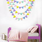 pinkblume Pastel Party Decoration Macaron Felt Hanging Triangle Mini Bunting Pennant Banner Flag for Pastel Colorful Birthday Wedding Baby Shower Engagement Spring Easter Party Classroom Nursery Decor