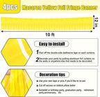 4 Pack 10 Feet Yellow Foil Fringe Garland Metallic Tinsel Streamers Banner Wall Hanging Curtain Backdrop for Parade Floats, Wedding, Graduate, Mother's Day, Birthday Party Decoration