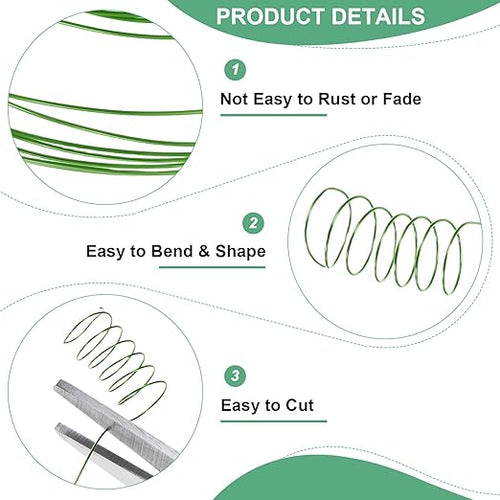 2-Rolls 0.3mm Jewelry Wire, 28 Gauge 328FT Craft Wire Copper Beading Wire for Jewelry Making/Planting/Weaving/DIY Crafting, Soft Metal Wires [100M, Green]