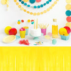 3 Pack 29 x108 Inch Macaron Yellow Foil Fringe Table Skirts Metallic Banner for Tinsel Streamer Garland Backdrop for Parade Floats Wedding Thanksgiving Birthday Christmas New Year Party Decoration