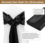 12 Pack Black Satin Table Runner,12 x 108 inch Long Premium Smooth Table Runner for Wedding, Banquets, Birthday, Party, Graduation, Engagements, Table Runners fit Rectangle and Round Table