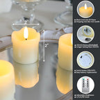Lezonic Flameless Votive Candles Battery Operated with Remote and Timer, Pack of 6 (D:2" X H:2") LED Ivory White Long Lasting Flickering Wax Candles with Realistic 3D Flame