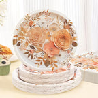 Boho Fall Plates and Napkins Sets, Floral Paper Plates Supplies Serves 50 for Boho Birthday Party Decorations,150PCS