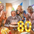80th Birthday Decorations for Women Men,Happy 80 Birthday Decorations for Centerpieces Table,80 Light Up Numbers Sign Led for Party Backdrop Wall Decor for Wedding Anniversary Home