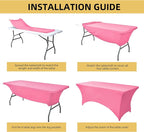 10-Pack 6ft Spandex Table Covers for Rectangle Standard Folding Tables - Wrinkle Resistant Stretch Tablecloths - Ultimate Fitted Table Protector for Parties, Banquet, Wedding