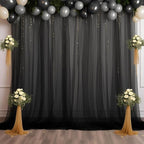 10x10ft Sheer Black Backdrop Curtains for Parties, Tulle Wedding Arch Draping Fabric Photo Background for Birthday Party Halloween Decorations