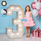 4FT Marquee Light Up Numbers 3,Party Decoration Large Marquee Light Up Letters with Weighted Water Bag,Pre-cut Foam Board Set Can Be Used for Birthdays,Weddings,Baby Anniversaries