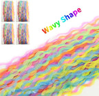 4 Pack Colorful Foil Fringe Curtain Backdrop - 3.3 x 6.6ft Wavy Rainbow Tinsel Backdrop Curtain Metallic Streamers Holiday Photo Booth Party Decorations