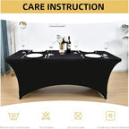 10-Pack 4ft Black Spandex Table Covers for Rectangular Folding Tables - Wrinkle Resistant Stretch Tight Table Cloths - Fitted Table Protector for Parties, Trade Shows, Banquet, and Wedding