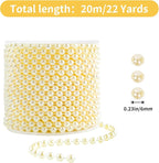 Faux Ivory Pearl Beads Garland - 6mm Christmas Tree Beads 22 Yards Ivory Pearl Strands Spool Pearl String Bead Roll for Wedding Party Christmas Tree Decoration(6mm 22Yards, Ivory)