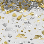 VHUWE Happy Birthday Confetti, 1.6 oz Champagne Gold Silver Cake Balloon Star Goblet Bottle Swirl Glitter Confetti for Boys Girls Kids Women Men Happy Birthday Party Table Decorations Supplies
