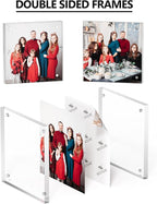 4x4 Acrylic Picture Frame 5 Pack, Clear Freestanding Double Sided Frameless Magnetic Photo Frames, Desktop Display Decor Gift