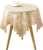 Lace Tablecloth Round Lace Vintage Round Tablecloth Decorative Exquisite Border Table Cover for Party Wedding Home Decorations, Round-48, Beige