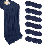 6 Pack Navy Blue Cheesecloth Table Runner 10ft Boho Gauze Fabric Cheese Cloth Table Runner 35 x 120 Inch Rustic Sheer for Romantic Wedding Decor Baby Shower Party Table Decoration