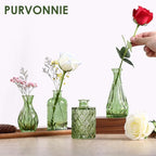 Vintage Small Glass Vases Set of 10,Mini Bud Vases for Flowers,Amber Glass Vases for Centerpieces,Wedding Decorations,Home Table Flower Decor (Hunt Green)