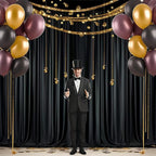 30 ft x 10 ft Wrinkle Free Black Backdrop Curtain for Parties, 6 Panels 10ft Polyester Black Photo Backdrop Drapes for Graduation Birthday Wedding Party Stage Curtains, Thick Bulk Background Curtains