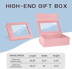 TIACABO Pink Large Gift Box with Window, 13.5"x9"x4.3" Bridesmaid Boxe for Gifts Giving,Birthday Gift Boxes with Magnetic,Closure Lid Gifts Box for Presents,Cute Boxe,Luxury for Gift Packaging