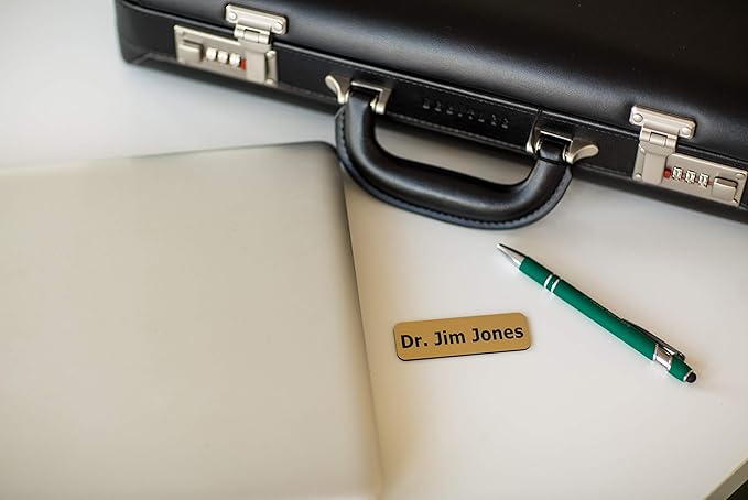 Custom Engraved Name Tag Badges – Personalized Identification with Pin or Magnetic Backing, 1.5 Inches x 3 Inches, Black/White