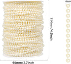 [177Feet] Pearl Beads Garland, 4MM 59 Yards Faux Pearl Beads String Roll Bulk for DIY Craft Wedding Party Christmas Tree Decoration