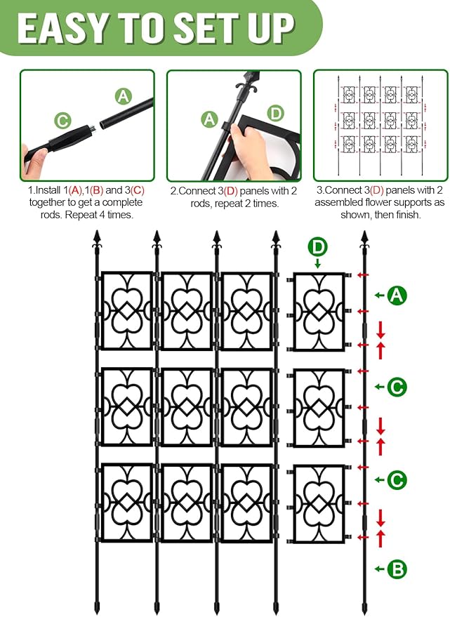4 Sets Garden Trellis for Climbing Plants, Kalolary 5.5FT Plastic Love Screen Plant Trellis Frame for Potted Plants Rustproof Thicken Cucumber Trellis Stand for Vines Flowers Vegetable Indoor Outdoor