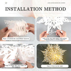 10 Pcs Christmas Paper Snowflake Lanterns, Large Christmas Paper Star Lanterns with LED Lights White Hanging Snowflake Lamp Ornaments for Xmas Winter Frozen Weddings Birthday Holiday Party Decorations