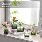 Glasseam Bud Flower Vases in Bulk: 40 Glass Cute Small Vases for Centerpieces Vintage Mini Wedding Birthday Party Table Centerpieces Tiny Baby Shower Dining Room Decoration Green