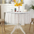 Jeloris Round Lace Tablecloth with Elegant Scalloped Bottom for Any Special Event Such as Wedding, Birthday Party, Baby Shower, Anniversary (48 inch, Style 3)