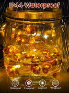BOSSERN 2 Pack 60LED Thanksgiving Decoration Acorn String Light Battery Operated, 20FT Fall Lights with Remote, Waterproof 8 Modes Fairy Lights for Autumn Harvest Thanksgiving Halloween Decor