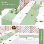12 Pack Sage Green Satin Table Runner,12 x 108 inch Long Premium Smooth Table Runner for Wedding, Banquets, Birthday, Party, Graduation, Engagements, Table Runners fit Rectangle and Round Table