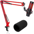 SUNMON HyperX QuadCast Boom Arm - Upgraded Red Boom Arm with Windscreen, Sound Insulation and Noise Reduction, HyperX QuadCast Microphone Arm with 3/8" to 5/8" Adapter
