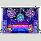 Dance Party Backdrop Retro 70s 80s 90s Theme Glitter Stage Dance Ball Background Disco Party Decoration DJ Photography Backdrop Banner for Birthday Party Prom Portrait Photo Shoot 20X10Ft,Multi2