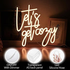 Let's Get Cozy Neon Signs, Wall Decor, Warm White Led Signs Usb Powered, Living Room Decor, Game Room Decor, For Adult Boys Girls Bedroom Restaurant Bar Hotel Party Birthday (13×12.6 in)