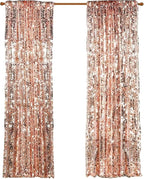 Big Sequin Rose Gold Drapes Curtains Panels Payette Sequin Backdrop Curtains Home Party Decoration Supplies 9FTx9FT for Thanksgiving Christmas Decor