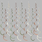 36 Pcs Jungle Hanging Swirl Decorations Sage Green Brown Beige Felt Swirl Streamer Spiral Ceiling Garland for Safari Jungle Woodland Wild One Birthday Neutral Baby Shower Party Decorations Supplies