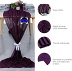 MDS Halloween Chiffon Table Runner - 15 Pack, 29 x 120 Inches, 10ft Each - Sheer Spooky Table Runners for Haunted House Parties, Trick-or-Treat Tables, Witchy Décor, Wedding & Events - Eggplant